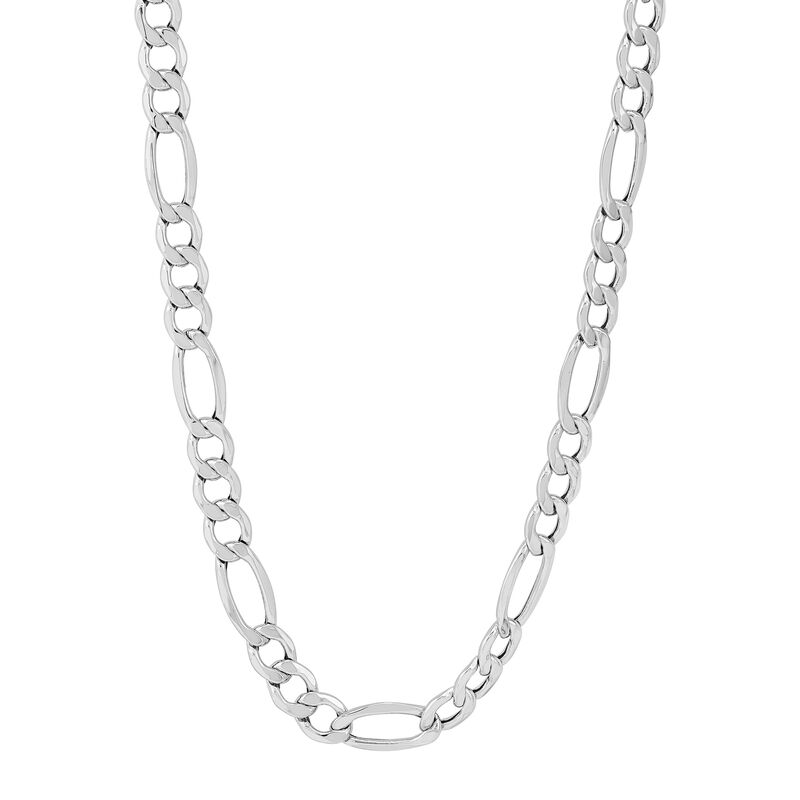 Hollow Figaro Chain in 14K White Gold, 7MM, 22&quot;