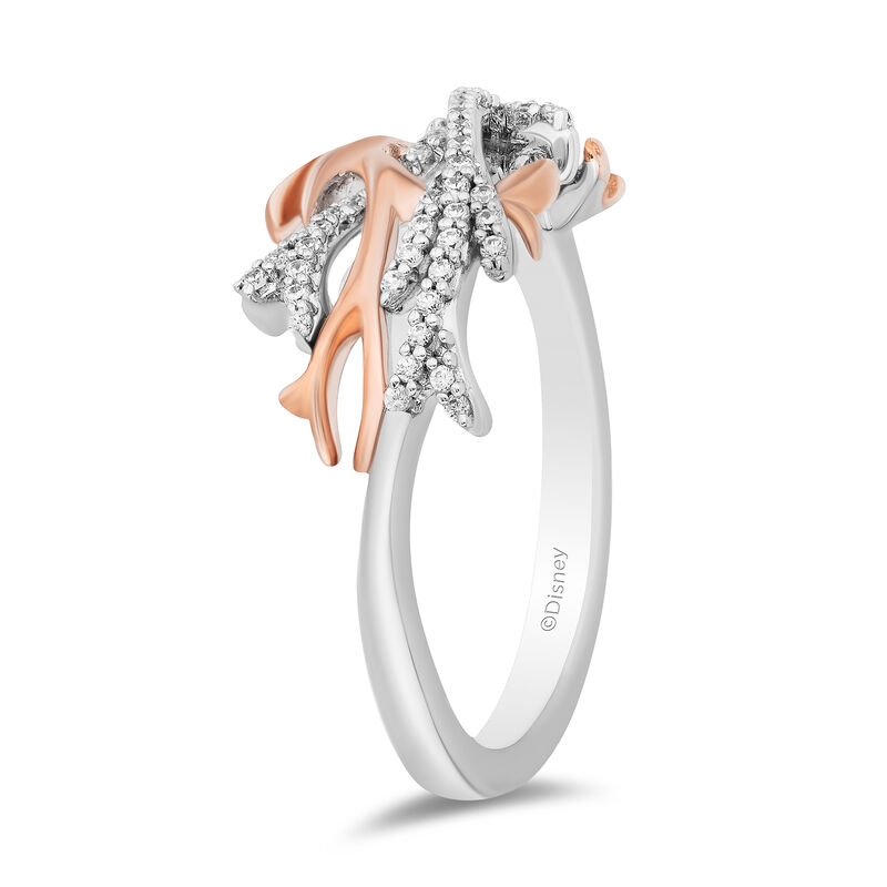 Disney Ariel Inspired Diamond Tiara Ring in 10K Sterling Silver & Rose Gold  1/10 CTTW