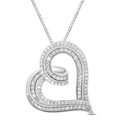 Diamond Heart Pendant in Sterling Silver (1/2 ct. tw.)