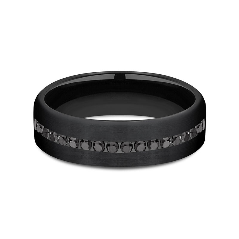 Classic Flat Ion Plated Black Stainless Steel Band Ring with Beveled Edges. Couple Ring.