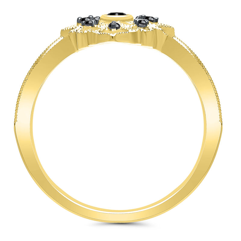 Vintage-Style Milgrain Black Diamond Ring in 10K Yellow Gold &#40;1/8 ct. tw.&#41;