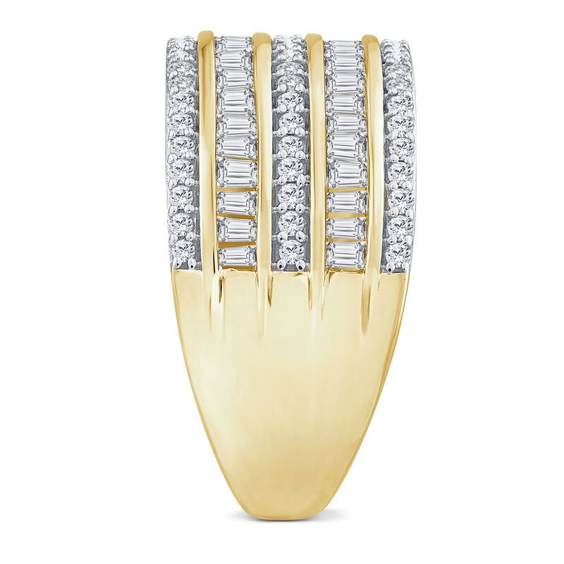 Round and Baguette Multi-Row Diamond Band in 14K Yellow Gold &#40;3 ct. tw.&#41;