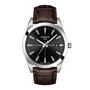 Gentleman Quartz Men&rsquo;s Brown Leather Watch in Stainless Steel, 40MM