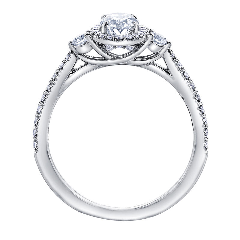 Oval-Shaped Diamond Halo Engagement Ring in 14K White Gold &#40;7/8 ct. tw.&#41;