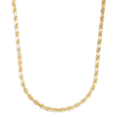 Diamond-Cut Solid Rope Chain in 14K Yellow Gold, 7MM, 22” 