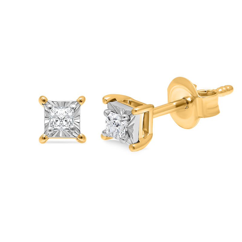 Princess-cut Diamond Solitaire Earring in 10K Yellow Gold &#40;1/10 ct. tw.&#41;