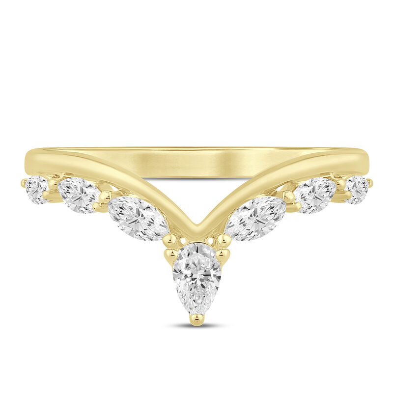 Lab Grown Diamond Pear &amp; Marquise-Cut Chevron Ring Enhancer in 14K Yellow Gold &#40;1/2 ct. tw.&#41;