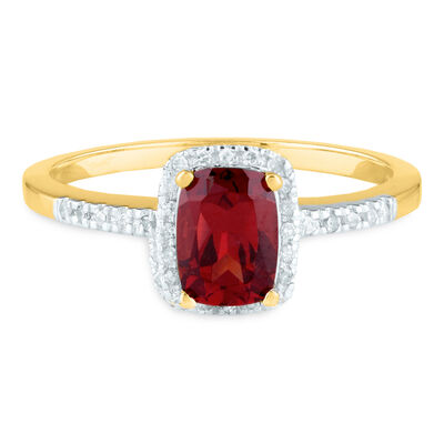 Gemstone and Diamond Ring in 10K Gold (1/10 ct. tw.) 
