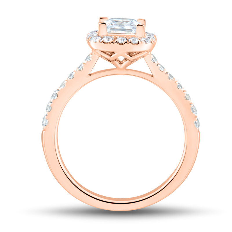 Lab Grown Diamond Princess-Cut Halo Engagement Ring in 14K Rose Gold &#40;1 1/2 ct. tw.&#41;