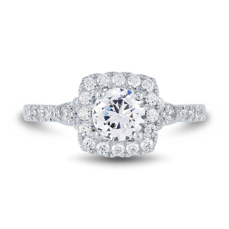 Lab Grown Diamond Engagement Ring with Cushion Halo in 14K White Gold &#40;1 1/4 ct. tw.&#41;