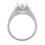 Cushion-Cut Moissanite Halo Ring with Pav&eacute; Band in 14K White Gold &#40;2 7/8 ct. dew&#41;