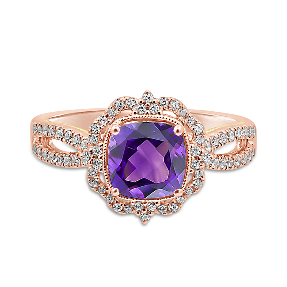 Amethyst and diamond 14kt deals rose gold ring