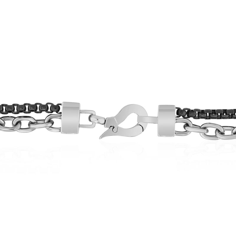 Men&#39;s Black &amp; White Duo Box and Rolo Chain in Stainless Steel