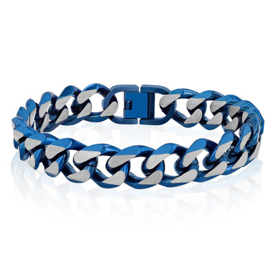 Curb Chain Bracelet in Blue Ion-Plated Stainless Steel, 13MM, 8.5”