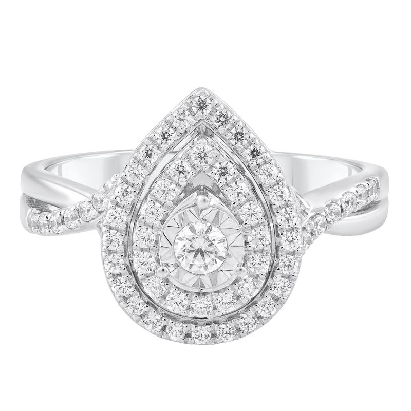 Pear-Shaped Diamond Engagement Ring in 10K White Gold &#40;1/2 ct. tw.&#41;