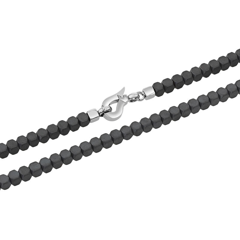 Men&#39;s Cube Bead Matte Hematite Necklace in Stainless Steel