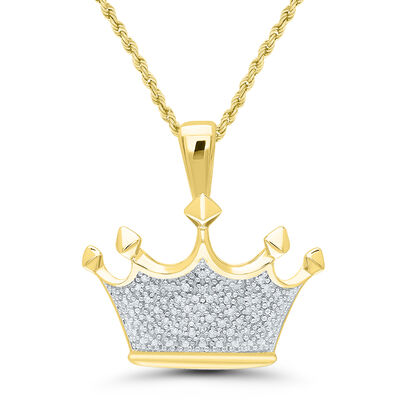 Men’s Diamond Crown Pendant in 10K Yellow Gold (1/7 ct. tw.)