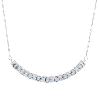 Sky Blue Topaz Smile Necklace in Sterling Silver