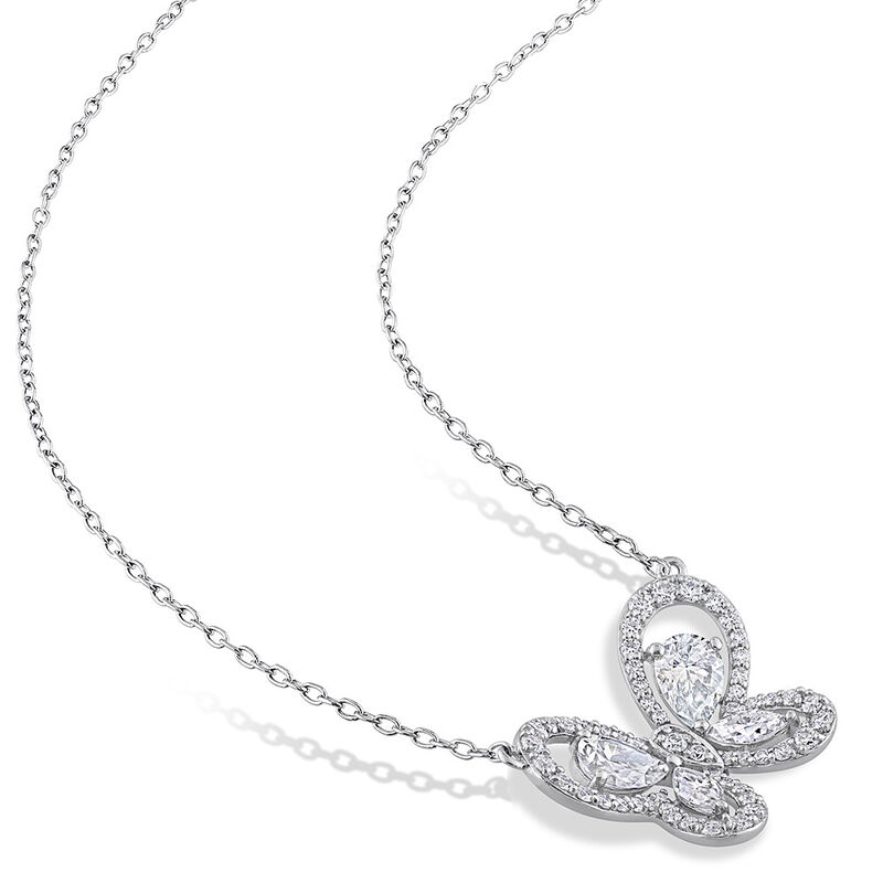 Moissanite Butterfly Necklace in Sterling Silver &#40;1 3/4 ct. dew&#41;