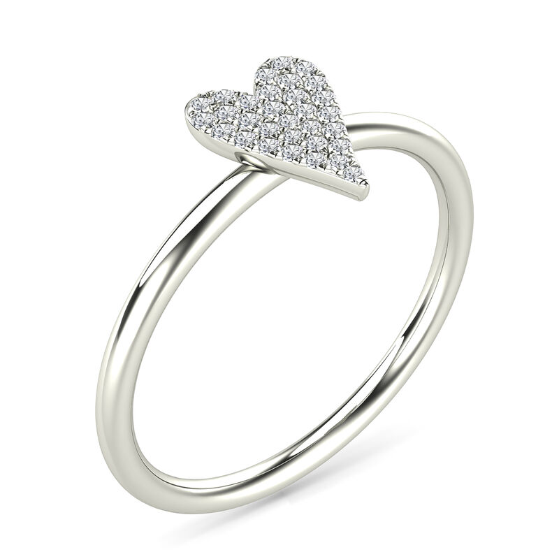 Diamond Heart Ring in 10K White Gold &#40;1/10 ct. tw.&#41;