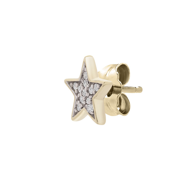 Single Diamond Stud Earring Star in 10K Yellow Gold