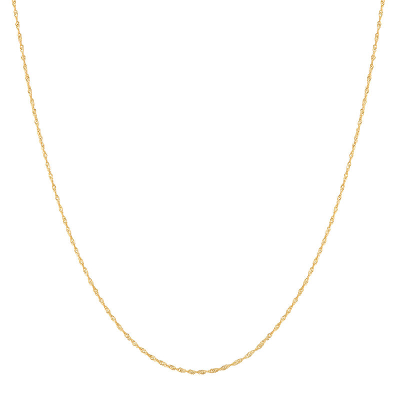 Solid Singapore Chain in 14K Yellow Gold, 1.3MM, 16&quot;