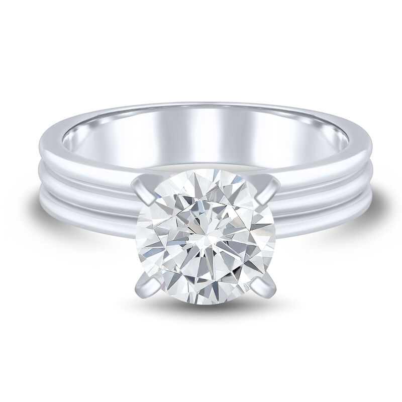 Solitaire Three-Row Semi-Mount Engagement Ring in 14K White Gold &#40;Setting Only&#41;