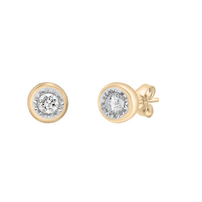 Diamond Bezel Illusion Earrings in Vermeil (1/10 ct. tw.)