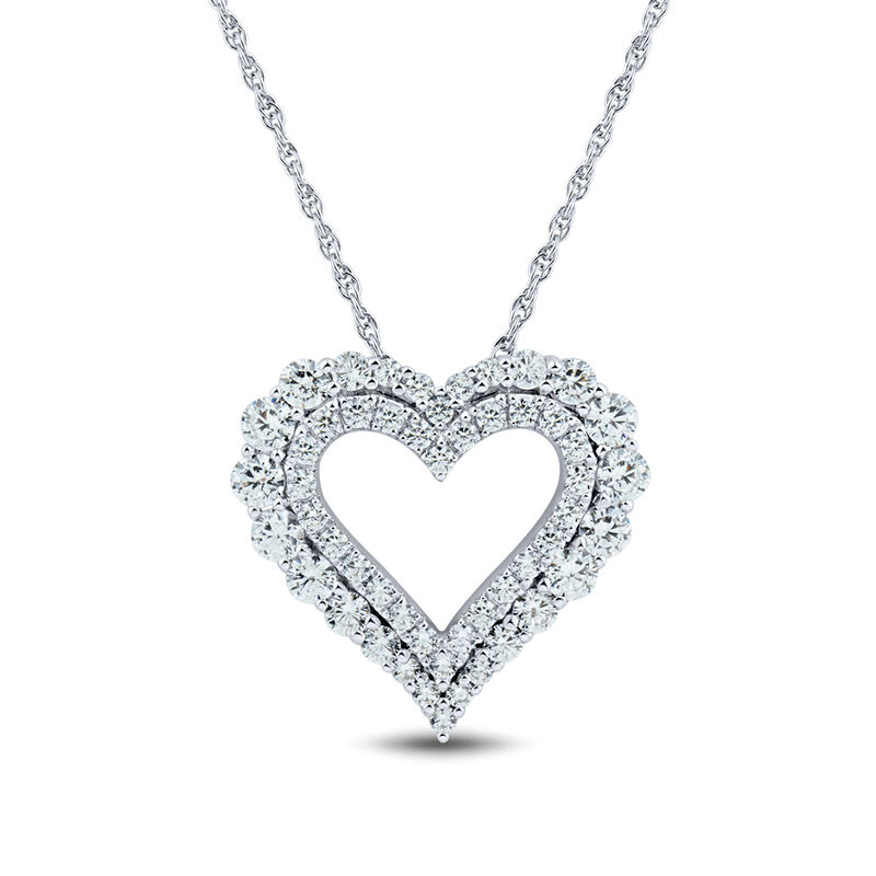 Light Heart® 1 1/4 ct. tw. Lab Grown Diamond Heart Pendant in 14K White ...