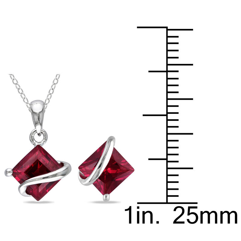 Lab Created Ruby Set in Sterling Silver 