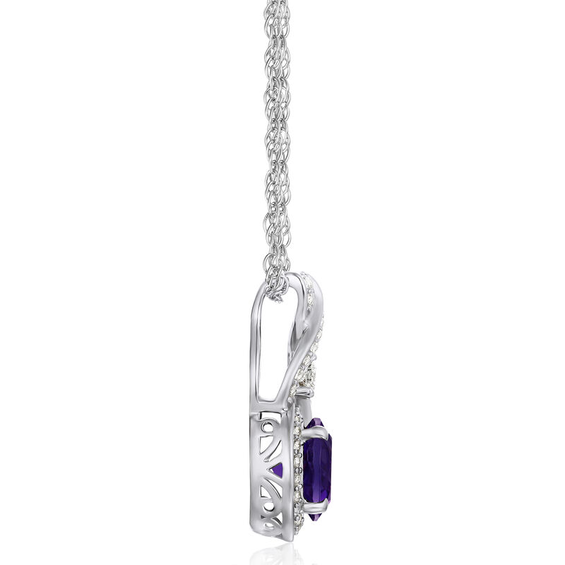 Amethyst and Lab-Created White Sapphire Pendant in Sterling Silver