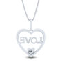 Love Heart Pendant with Diamond Accents in Sterling Silver and 14K Rose Gold