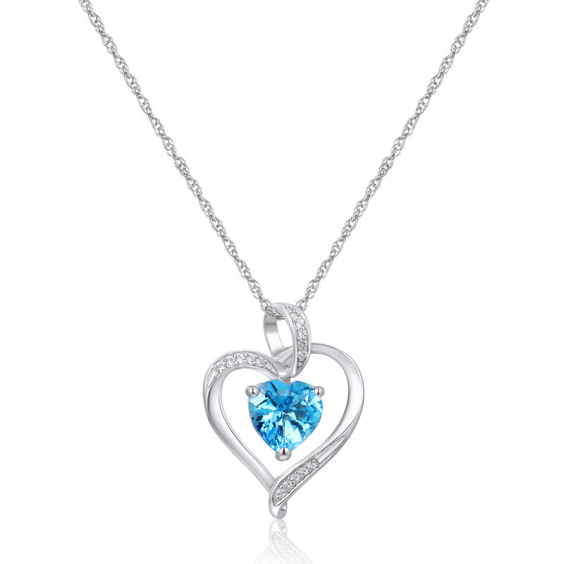 Gemstone &amp; Lab-Created White Sapphire Heart Pendant in Sterling Silver