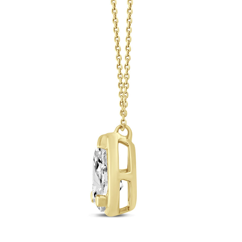 Lab Grown Diamond Pear-Shaped Bezel Pendant in 14K Yellow Gold &#40;1/2 ct. tw.&#41;