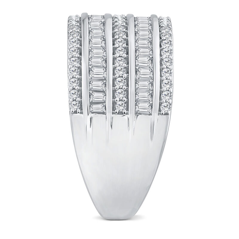 Round and Baguette Multi-Row Diamond Band in 14K White Gold &#40;3 ct. tw.&#41;