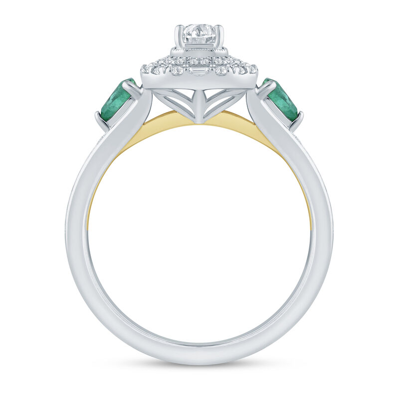 Blaire Diamond and Emerald Engagement Ring in 14K White Gold &#40;3/4 ct. tw.&#41;