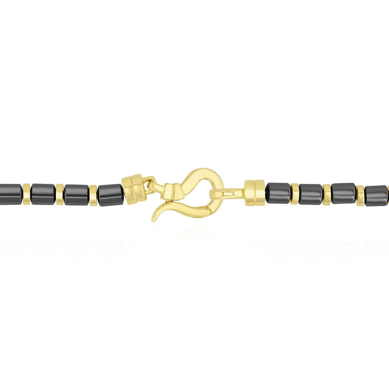 Men&#39;s Hematite Barrel Bead Necklace in Vermeil