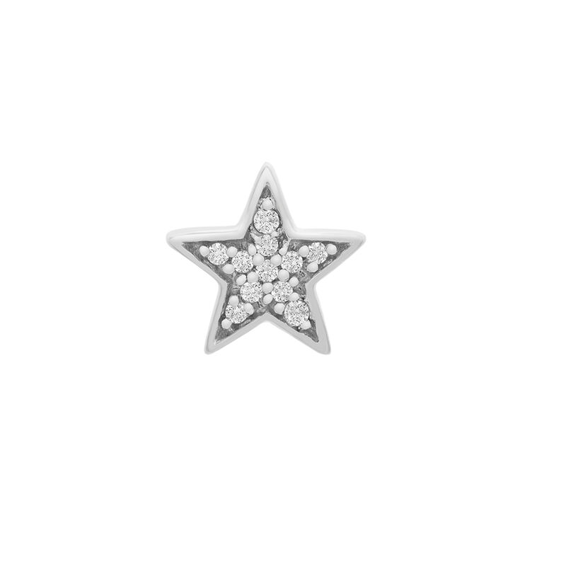 Single Diamond Stud Earring Star in 10K White Gold