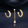 Pearl and Paperclip Link Earrings in Vermeil