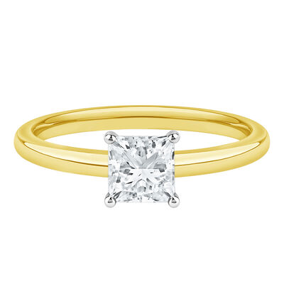 Diamond Princess-Cut Solitaire Engagement Ring in 14K Gold