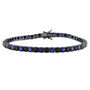 Lab-Created Black &amp; Lab-Created Blue Sapphire Bracelet in Sterling Silver