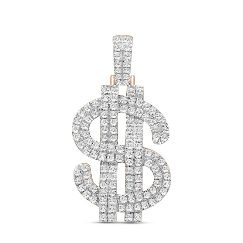 Lab Grown Diamond Dollar Sign Charm in 10K Rose Gold &#40;2 1/2 ct. tw.&#41;