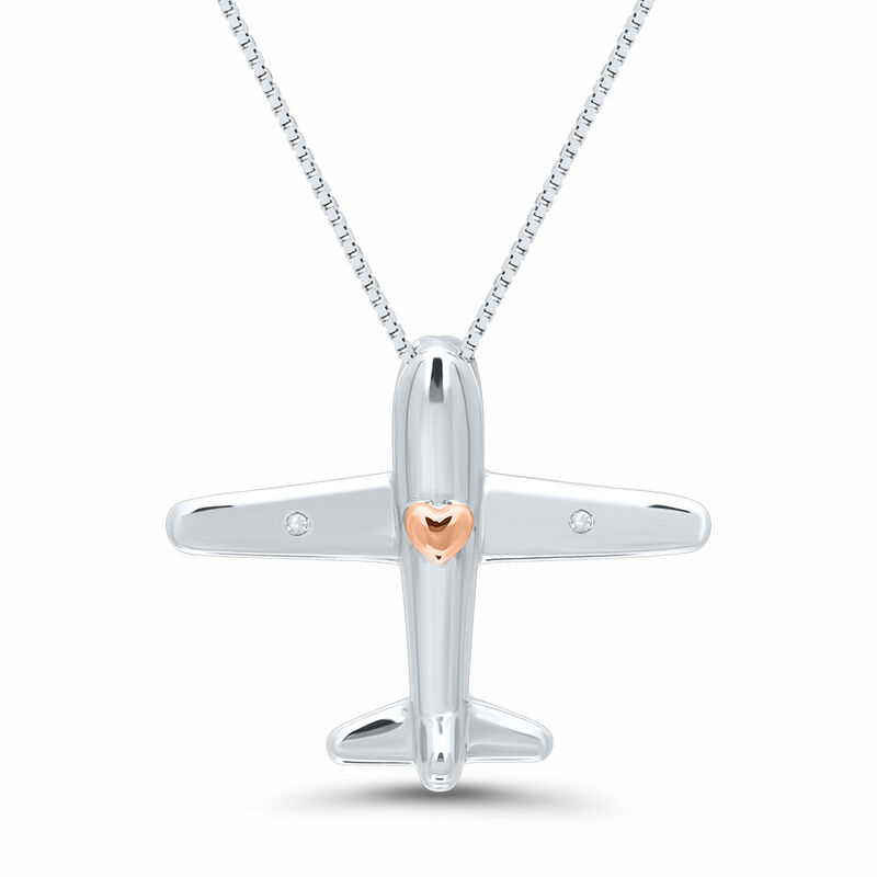 14K Rose Gold Airplane Necklace 14k Solid Gold Necklace 
