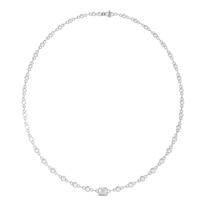 Lab Grown Diamond Bezel Station Necklace in 18K White Gold, 16&rdquo; &#40;4 3/4 ct. tw.&#41;