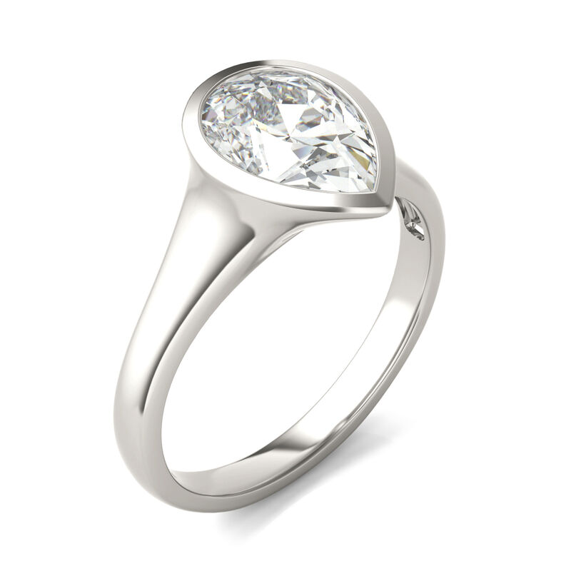 Lab-Created Moissanite Bezel-Set Engagement Ring in 14K White Gold &#40; 2 1/10 ct. dew&#41;