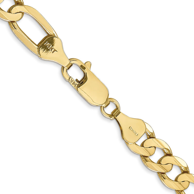 Solid Concave Figaro Open Link Chain in 14K Yellow Gold