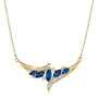 Diamond and Marquise Blue Sapphire Necklace in 14K Yellow Gold, 1/7 ct. tw