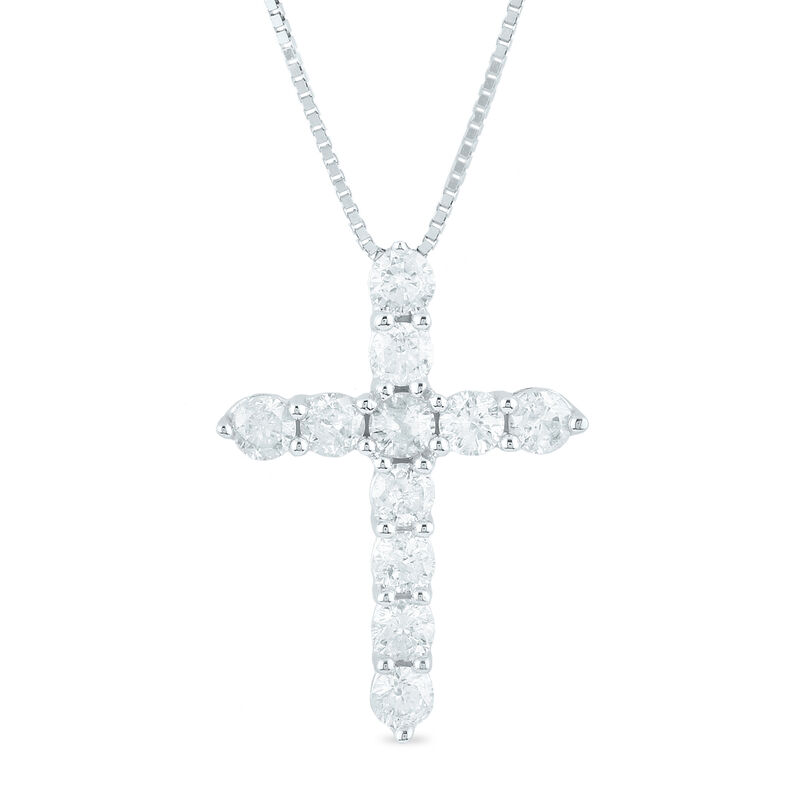 Diamond Cross Necklace 14K White Gold / M