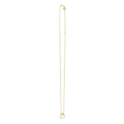 Sliding Heart Pearl Necklace in 14K Yellow Gold