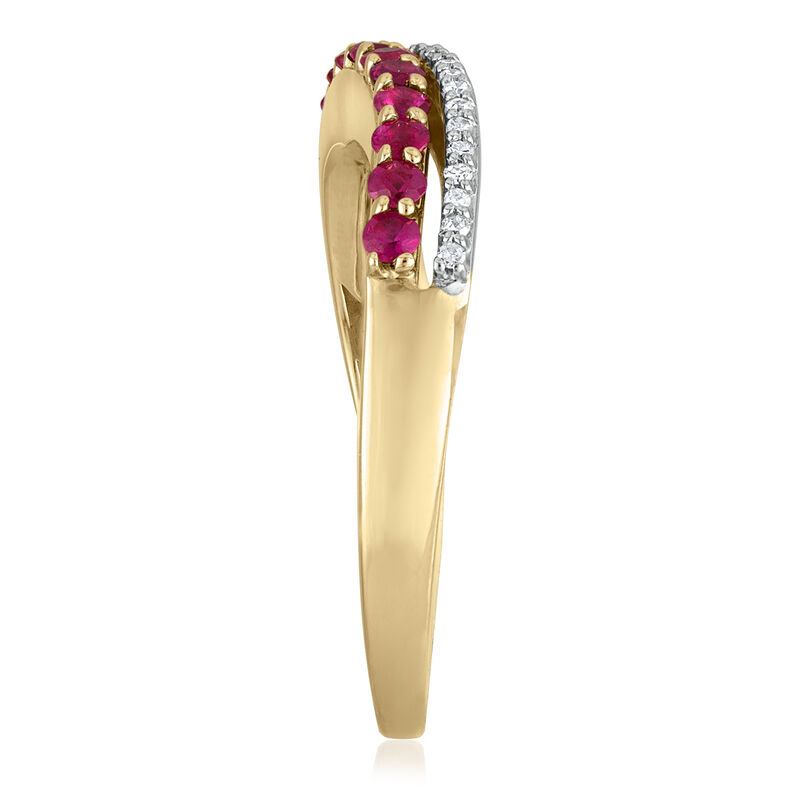 Ruby and Diamond Accent Ring in 10K Yellow Gold